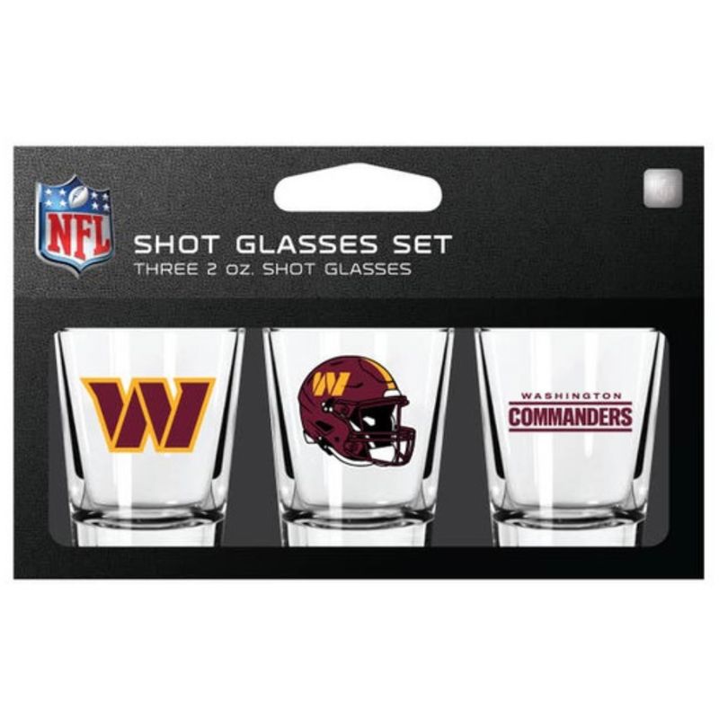 Washington Commanders NFL 3pc 2oz Shot Glass Set Washington Commanders NFL 3pc 2oz Shot Glass Set