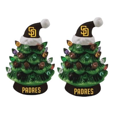 San Diego Padres 4 San Diego Padres 4" Ceramic LED Christmas Tree Set of 2