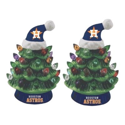 Houston Astros 4" Ceramic LED Christmas Tree Set of 2