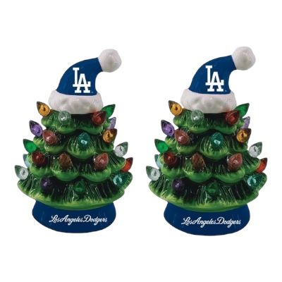 Los Angeles Dodgers 4 Los Angeles Dodgers 4" Ceramic LED Christmas Tree Set of 2