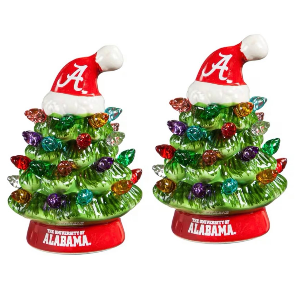 Alabama Crimson Tide 4" Ceramic LED Christmas Trees Set of 2