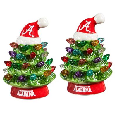 Alabama Crimson Tide 4" Ceramic LED Christmas Trees Set of 2