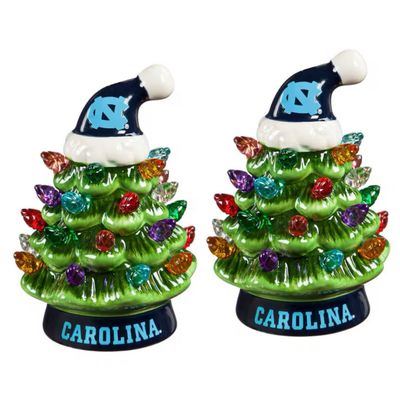 North Carolina Tar Heels 4 North Carolina Tar Heels 4" Ceramic LED Christmas Trees Set of 2