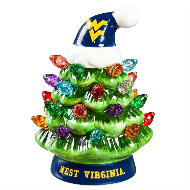 West Virginia Mountaineers 4" Ceramic LED Christmas Tree