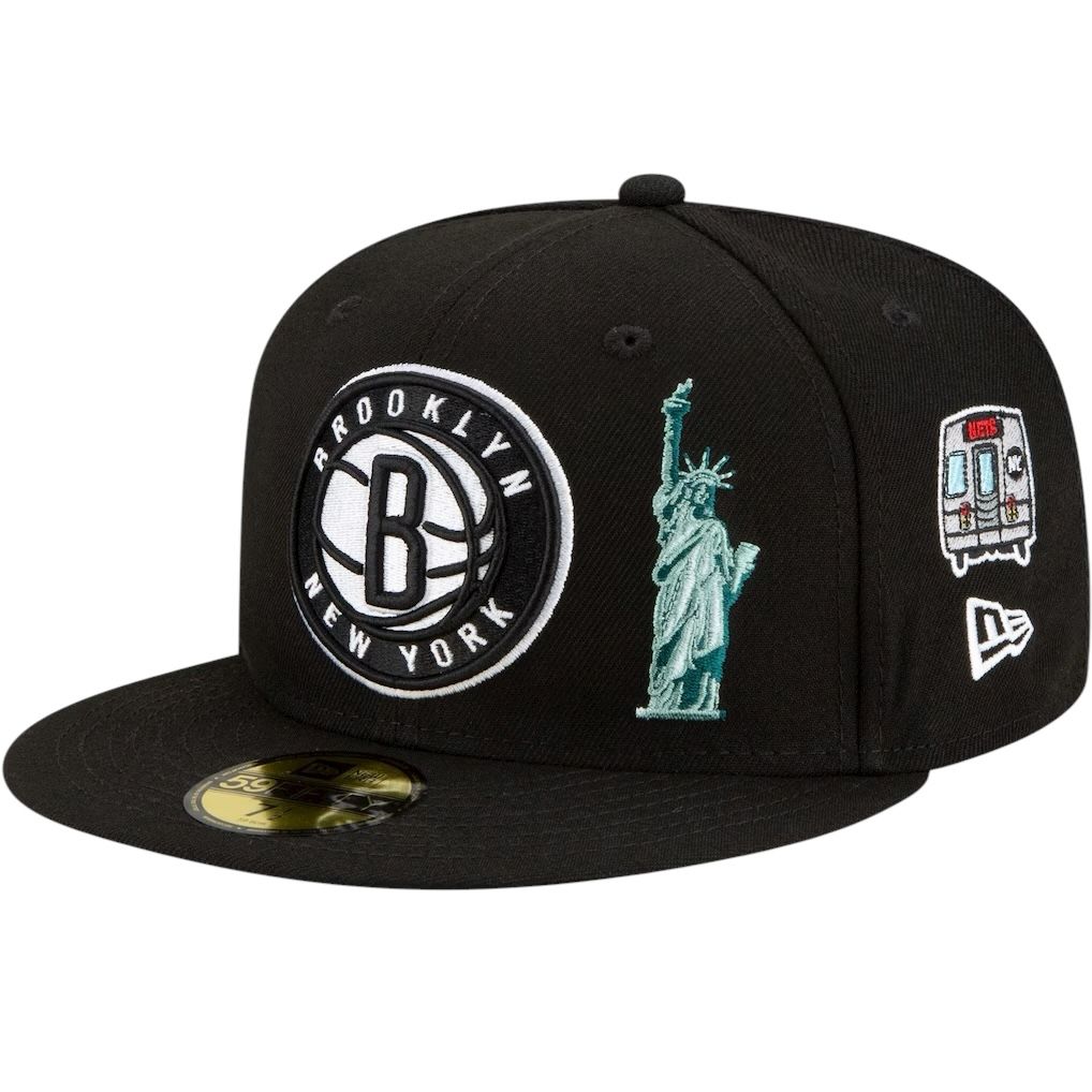 Brooklyn Nets Men's Black Transit New Era 59Fifty Fitted Hat