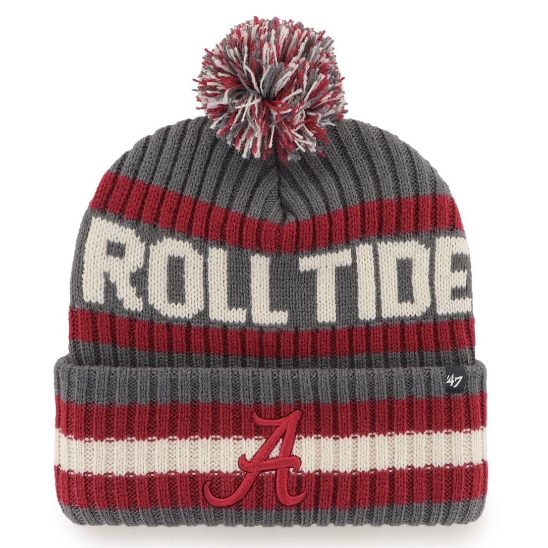 Alabama Crimson Tide Men’s Grey / Red 47 Bering Cuffed Pom Knit Hat
