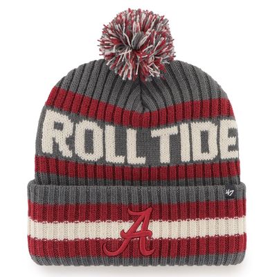 Alabama Crimson Tide Men’s Grey / Red 47 Bering Cuffed Pom Knit Hat