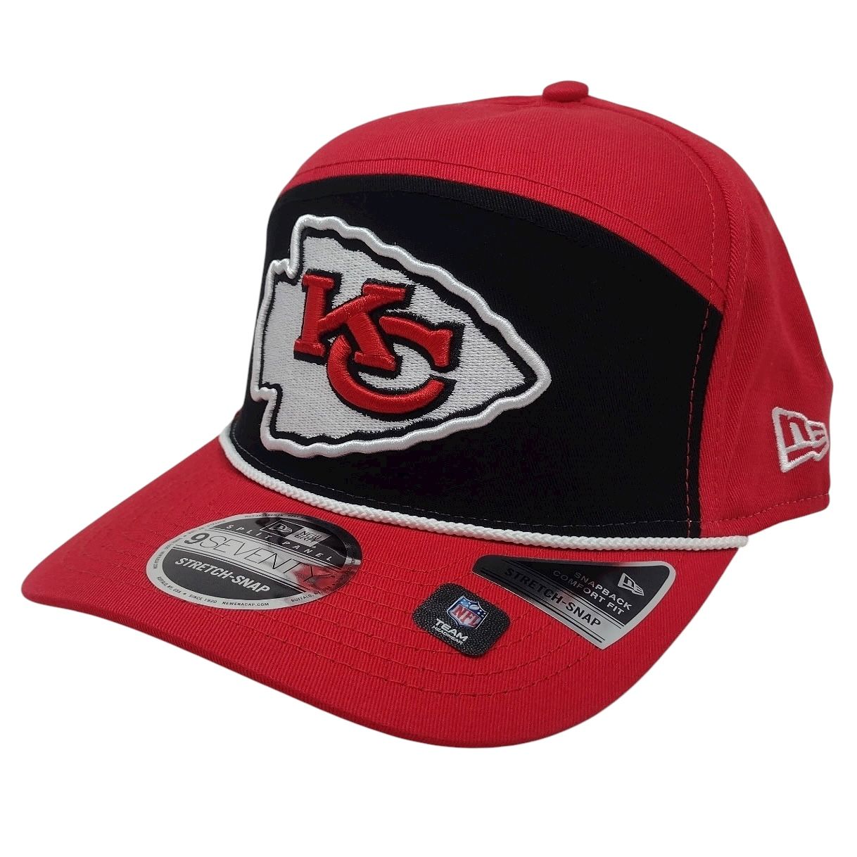 Kansas City Chiefs Men's Red Split Panel Rope New Era 9SEVENTY Stretch-Snap Hat