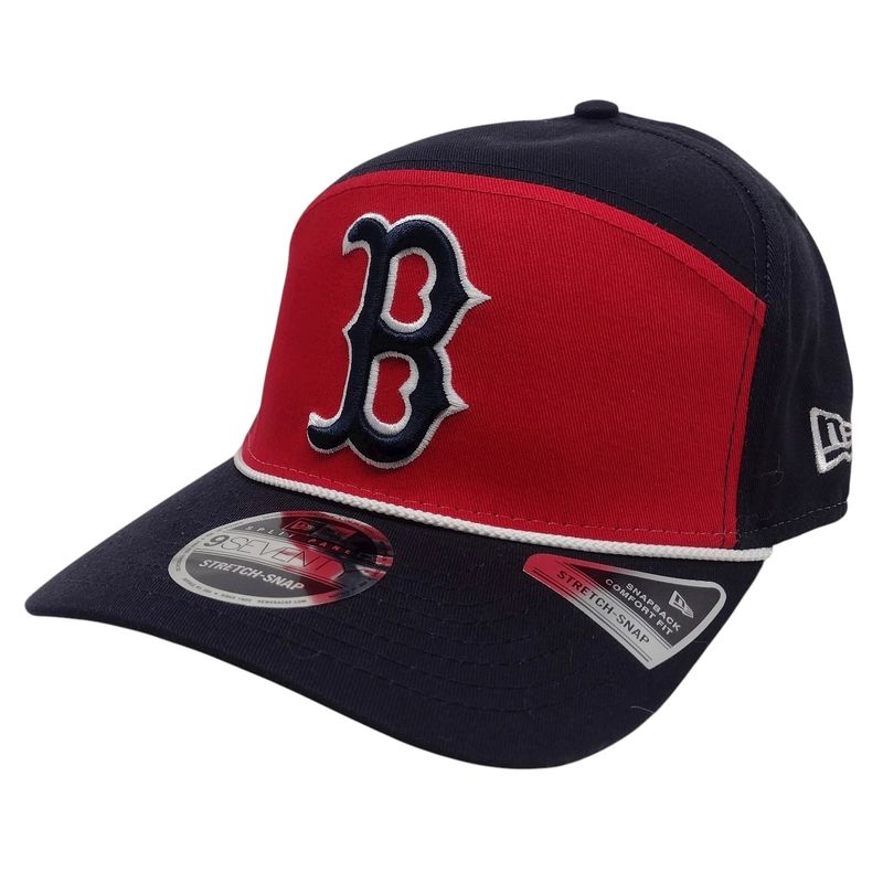 Boston Red Sox Men's Navy Split Panel Rope New Era 9SEVENTY Stretch-Snap Hat Boston Red Sox Men's Navy Split Panel Rope New Era 9SEVENTY Stretch-Snap Hat