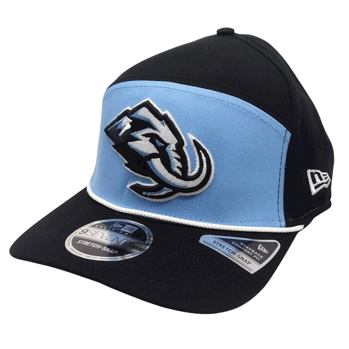 Utah Mammoths Men's Black Split Panel Rope New Era 9SEVENTY Stretch-Snap Hat
