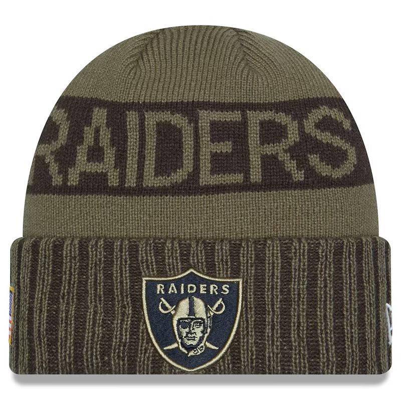 Las Vegas Raiders Men's Dark Green New Era 2025 Salute to Service Cuffed Knit Hat