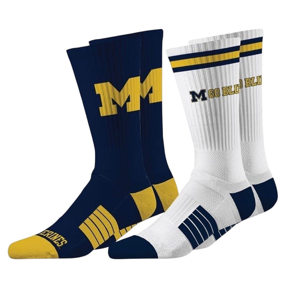 Michigan Wolverines Men’s Strideline Premier Knit Crew Socks 2 Pack