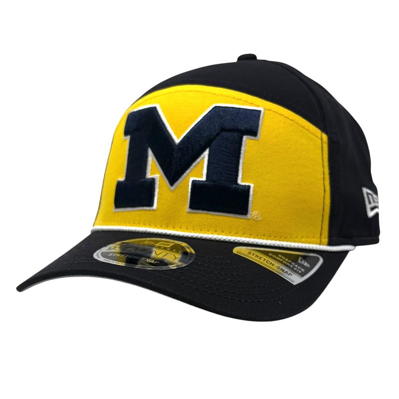 Michigan Wolverines Men's Navy Split Panel Rope New Era 9SEVENTY Stretch-Snap Hat Michigan Wolverines Men's Navy Split Panel Rope New Era 9SEVENTY Stretch-Snap Hat