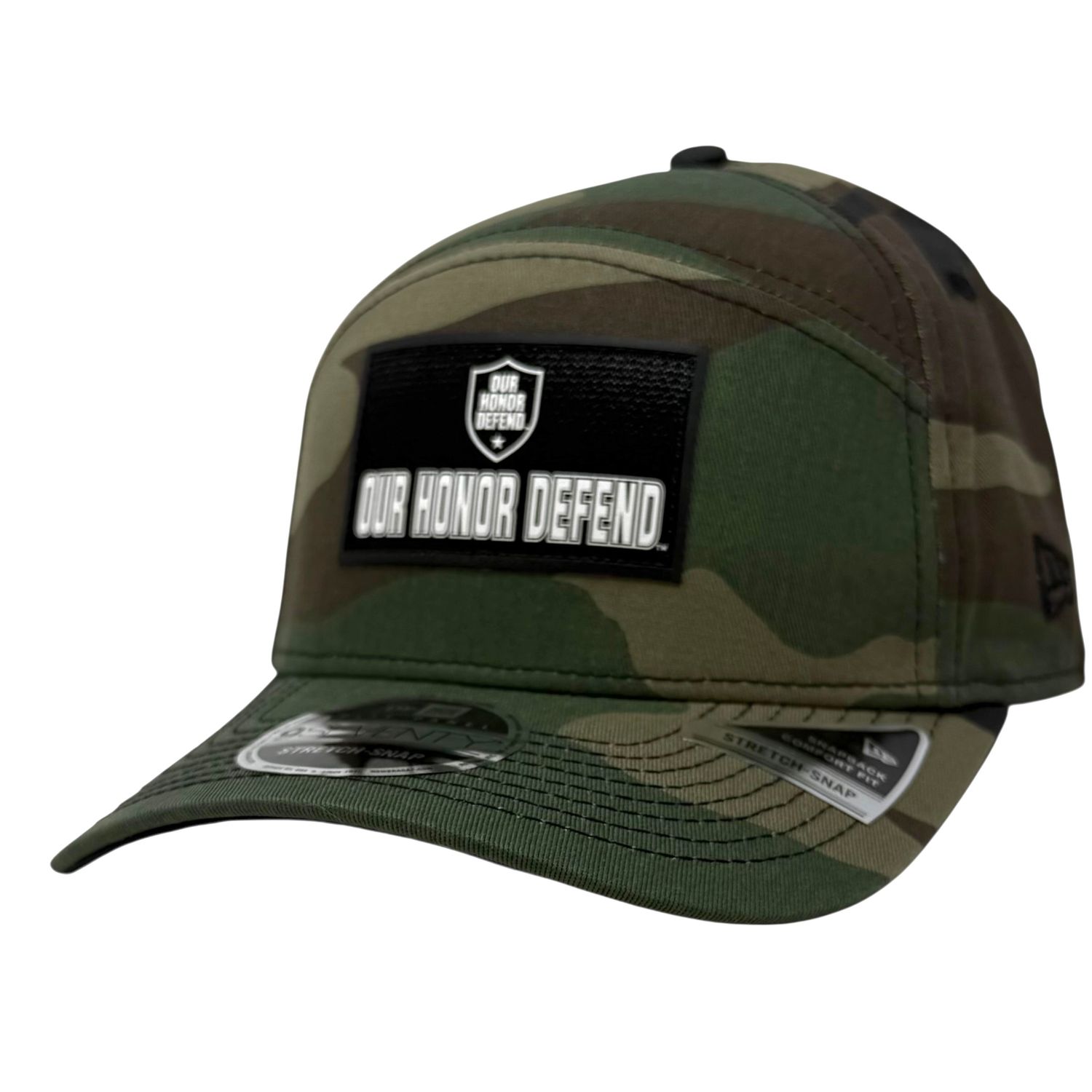 Our Honor Defend Men's Camo Split Panel Rope New Era 9SEVENTY Stretch-Snap Hat