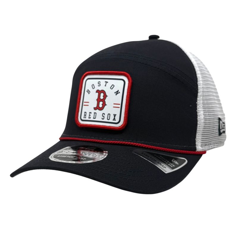 Boston Red Sox Men's Navy Split Panel Rope New Era 9SEVENTY Stretch-Snap Trucker Hat Boston Red Sox Men's Navy Split Panel Rope New Era 9SEVENTY Stretch-Snap Trucker Hat