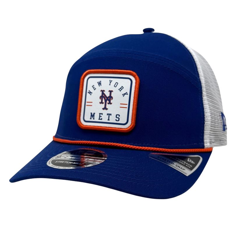 New York Mets Men's Blue Split Panel Rope New Era 9SEVENTY Stretch-Snap Trucker Hat