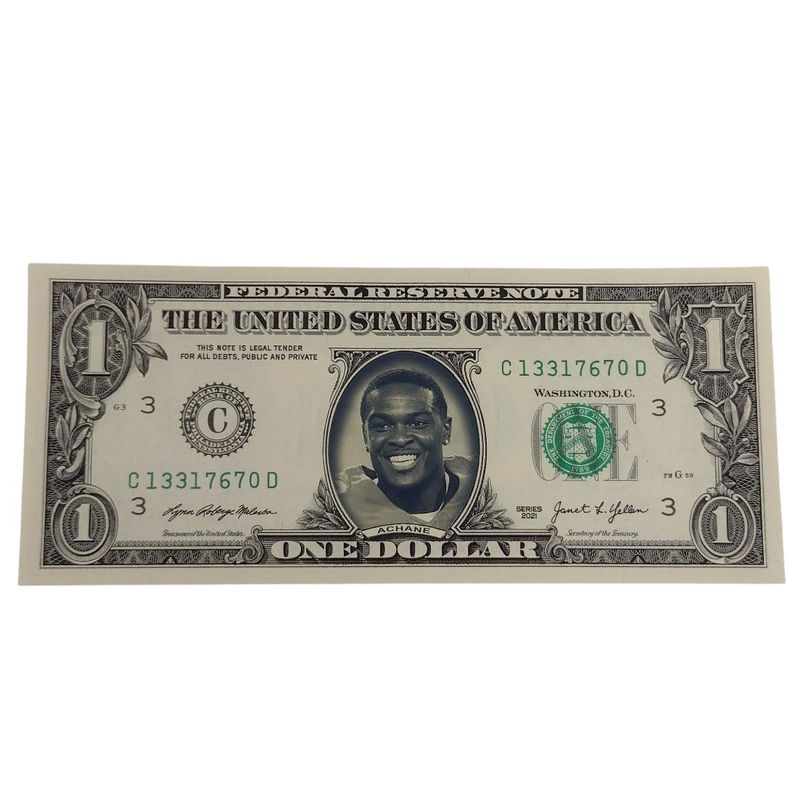 De'Von Achane Famous Face Dollar Bill De'Von Achane Famous Face Dollar Bill