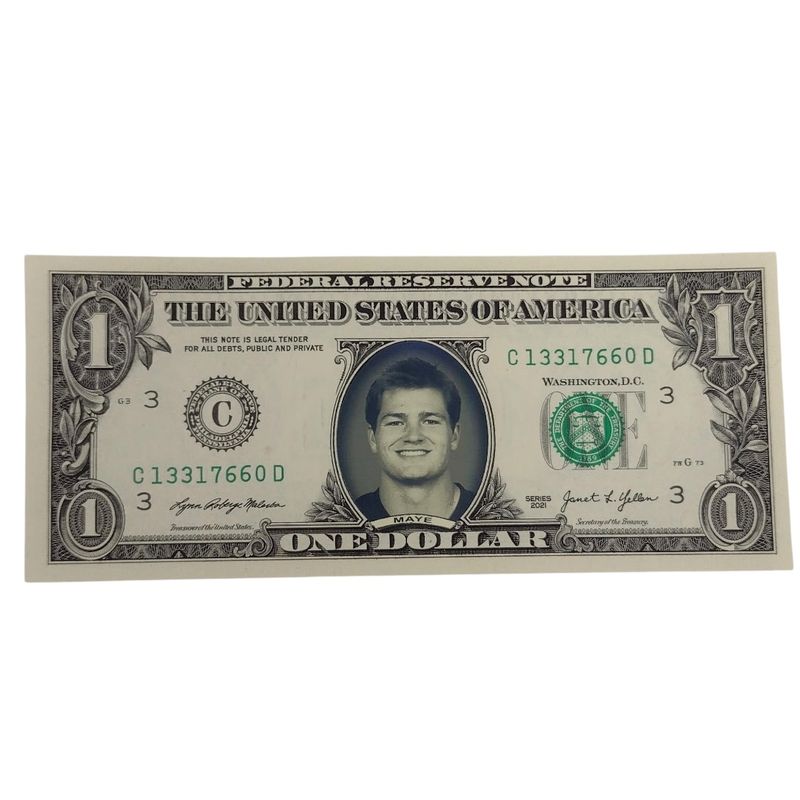 Drake Maye Famous Face Dollar Bill