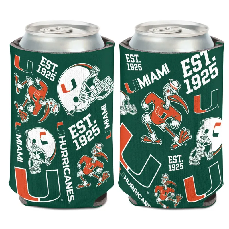 Miami Hurricanes Established 12 Ounce Can Cooler Koozie Miami Hurricanes Established 12 Ounce Can Cooler Koozie