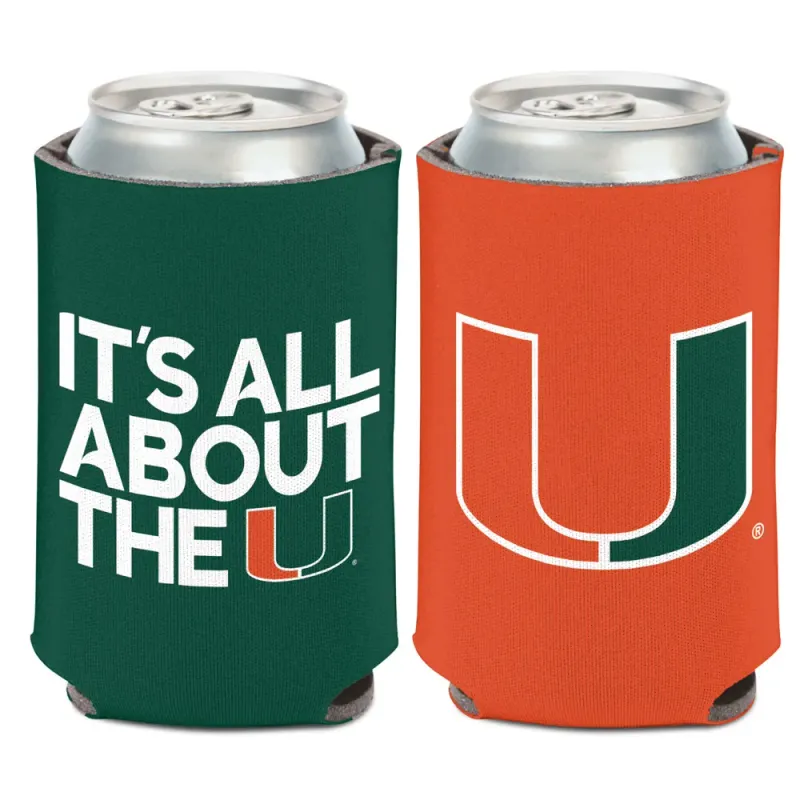 Miami Hurricanes It's All About The U 12 Ounce Can Cooler Koozie Miami Hurricanes It's All About The U 12 Ounce Can Cooler Koozie