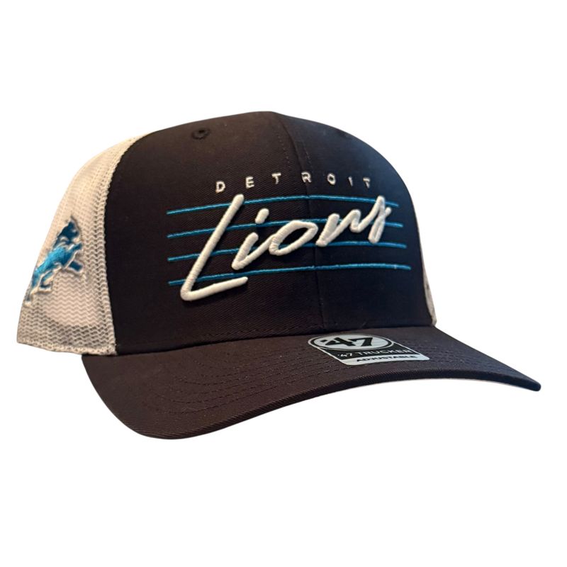 Detroit Lions Men’s Black Downburst Mesh 47 Trucker Snapback Hat