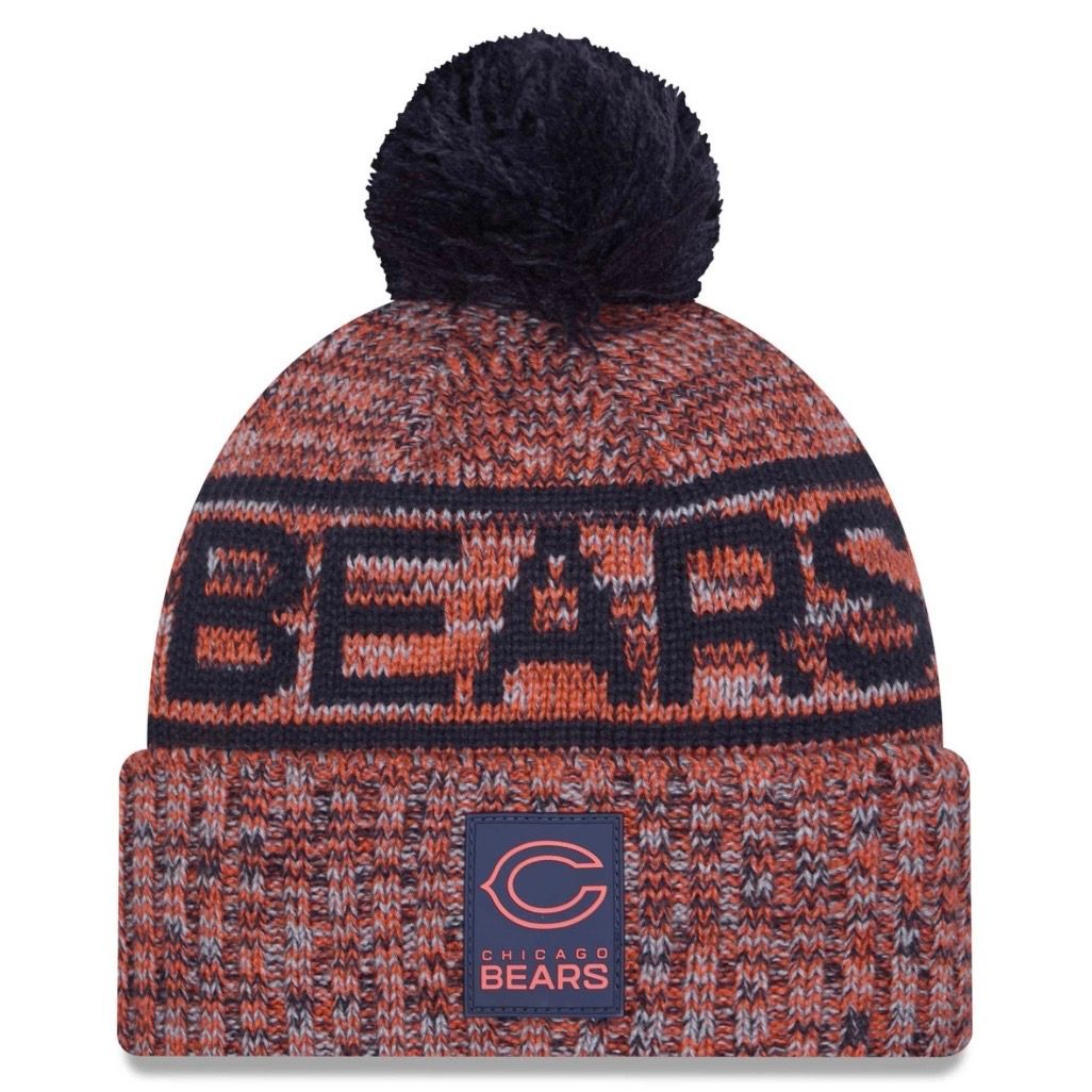 Chicago Bears Men’s New Era 2025 Sideline Cold Weather Cuffed Knit Pom Hat