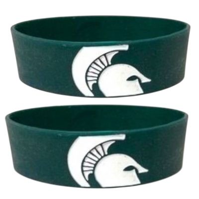 Michigan State Spartans Rubber Bulk Wrist Band Set of 2 Michigan State Spartans Rubber Bulk Wrist Band Set of 2