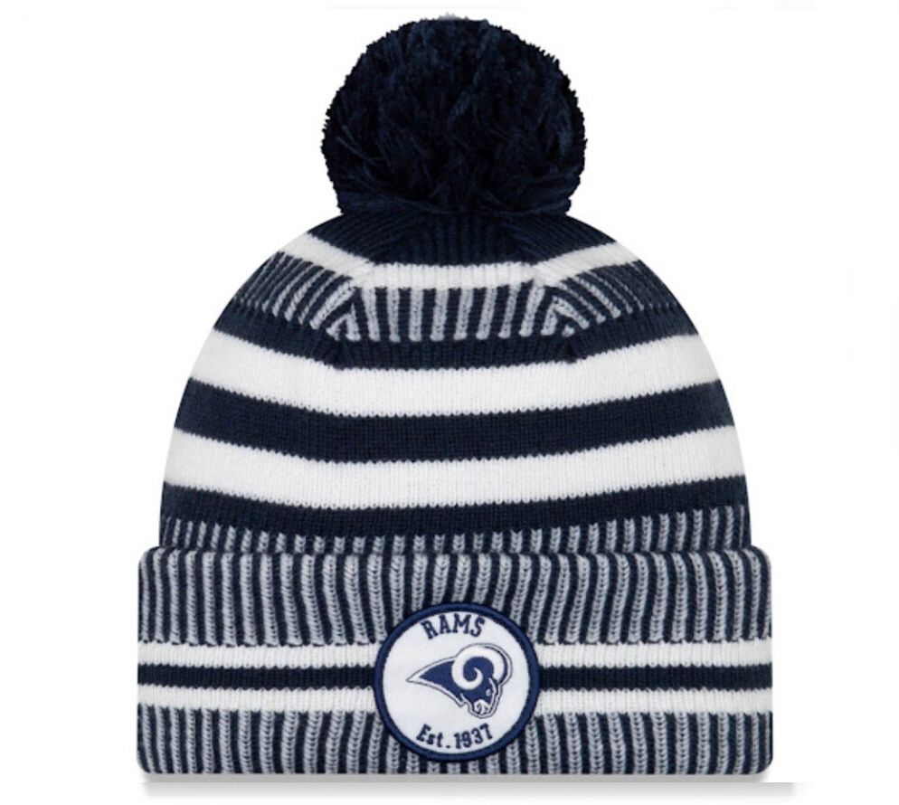 Los Angeles Rams Men's New Era Cuffed Pom Knit Hat