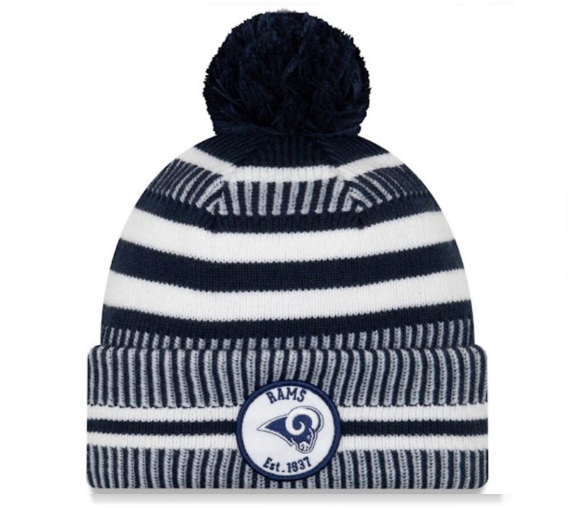 Los Angeles Rams Men's New Era Cuffed Pom Knit Hat Los Angeles Rams Men's New Era Cuffed Pom Knit Hat