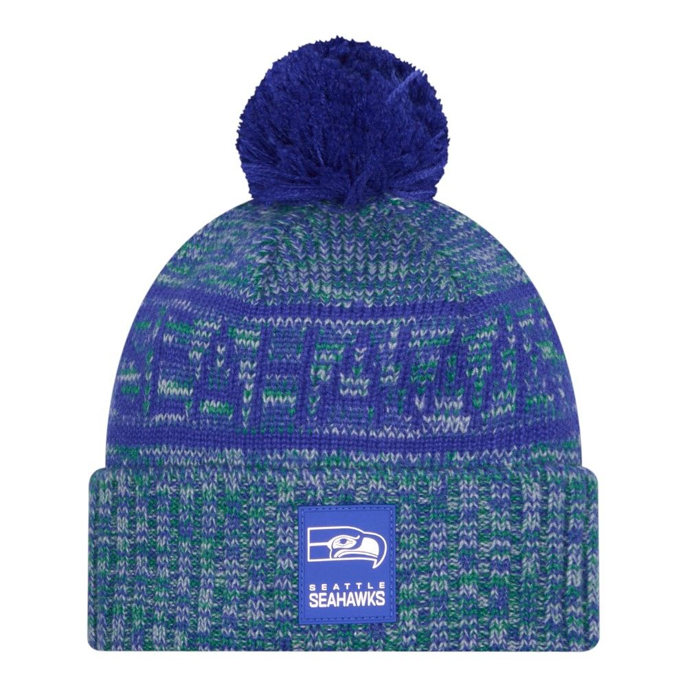 Seattle Seahawks Men’s Historic New Era 2025 Sideline Cold Weather Cuffed Knit Pom Hat Seattle Seahawks Men’s Historic New Era 2025 Sideline Cold Weather Cuffed Knit Pom Hat