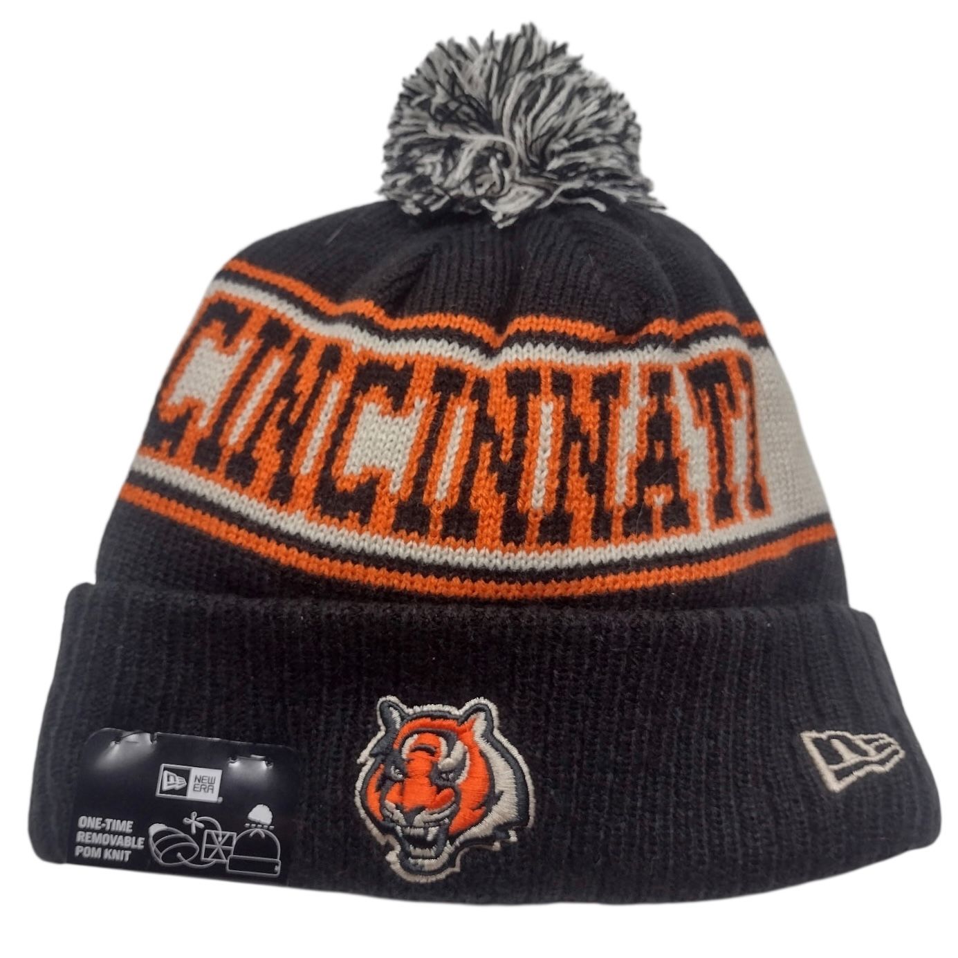 Cincinnati Bengals Men’s Vintage New Era Cold Weather Cuffed Knit Pom Hat