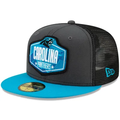 Carolina Panthers Men's New Era Black NFL Draft 9FIFTY Snapback Adjustable Trucker Hat