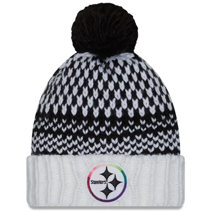 Pittsburgh Steelers Women's New Era NFL Crucial Catch Cuffed Pom Knit Hat