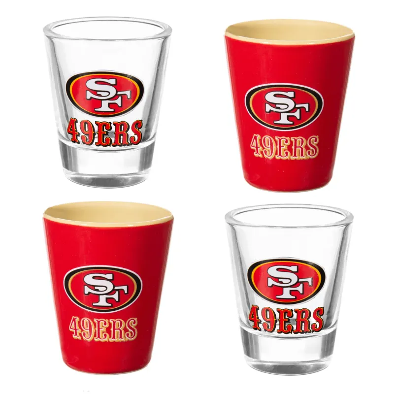 San Francisco 49ers 4-Piece Ceramic Shot Glass Set San Francisco 49ers 4-Piece Ceramic Shot Glass Set