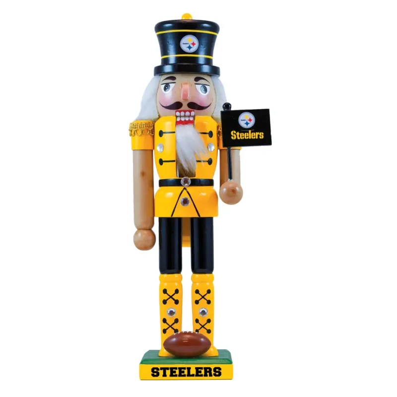 Pittsburgh Steelers 12” x 3” Wooden Nutcracker Statue