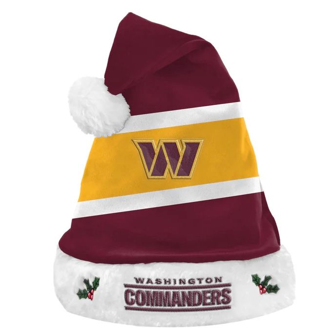 Washington Commanders Striped Santa Hat