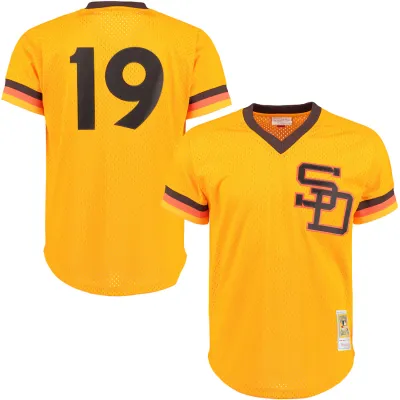 San Diego Padres Tony Gwynn 1982 Men's Yellow Mitchell & Ness Mesh Jersey San Diego Padres Tony Gwynn 1982 Men's Yellow Mitchell & Ness Mesh Jersey