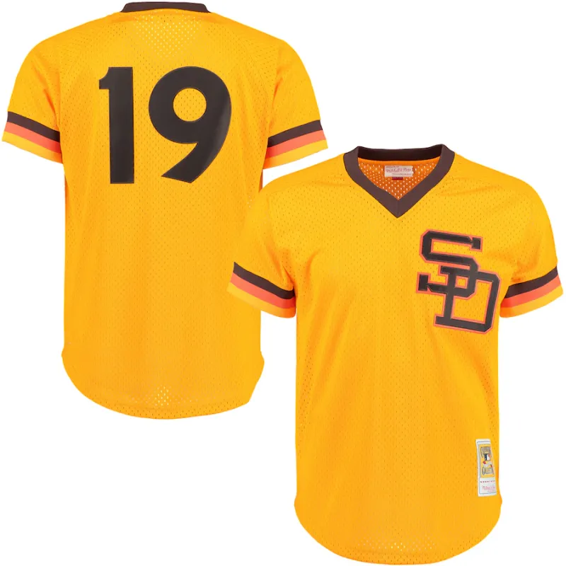 San Diego Padres Tony Gwynn 1982 Men's Yellow Mitchell & Ness Mesh Jersey