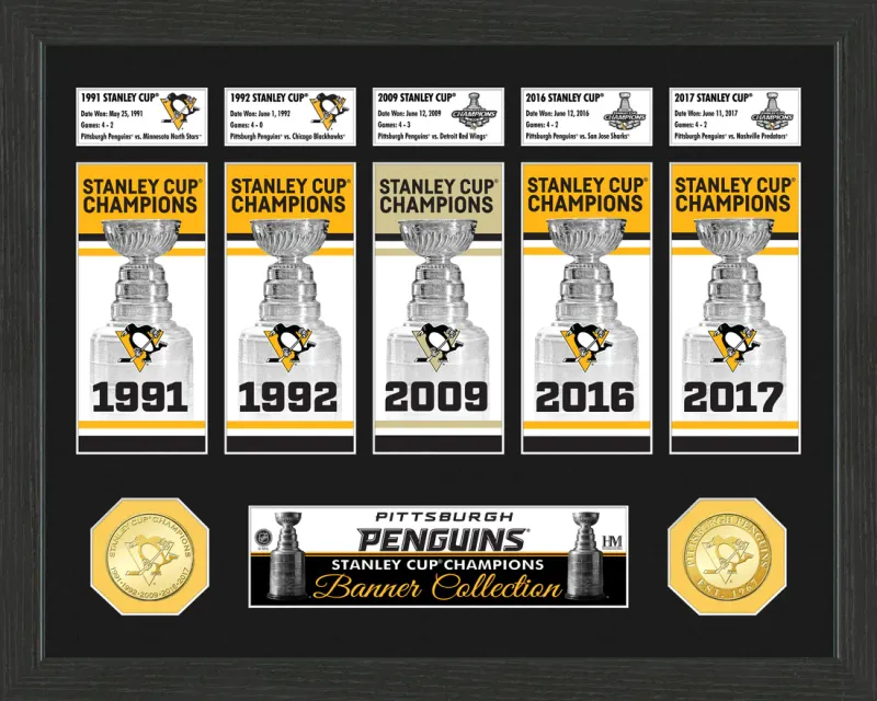 Pittsburgh Penguins Stanley Cup Champions Collection Highland Mint 15'' x 12'' Bronze Coin Photo Mint