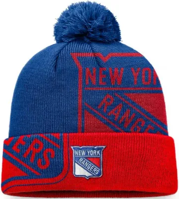 New York Rangers Men's Block Party Cuffed Pom Knit Hat