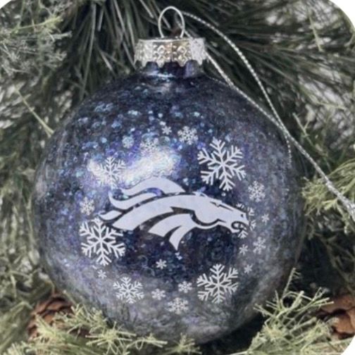 Denver Broncos Glass Ball Glitter Ornament Denver Broncos Glass Ball Glitter Ornament