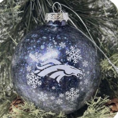 Denver Broncos Glass Ball Glitter Ornament
