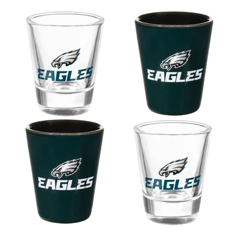 Philadelphia Eagles 4-Piece Ceramic Shot Glass Set Philadelphia Eagles 4-Piece Ceramic Shot Glass Set
