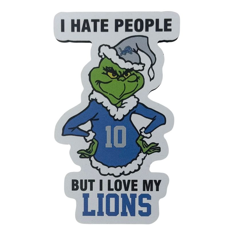 Detroit Lions Grinch Christmas Sports Hate People Love Team Magnet