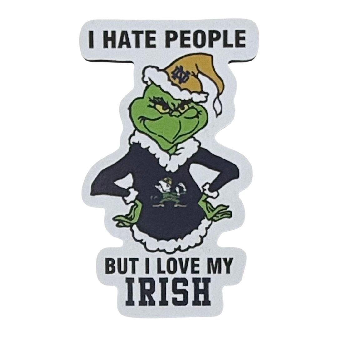 Notre Dame Fighting Irish Grinch Christmas Sports Hate People Love Team Magnet