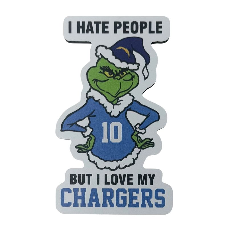 Los Angeles Chargers Grinch Christmas Sports Hate People Love Team Magnet Los Angeles Chargers Grinch Christmas Sports Hate People Love Team Magnet