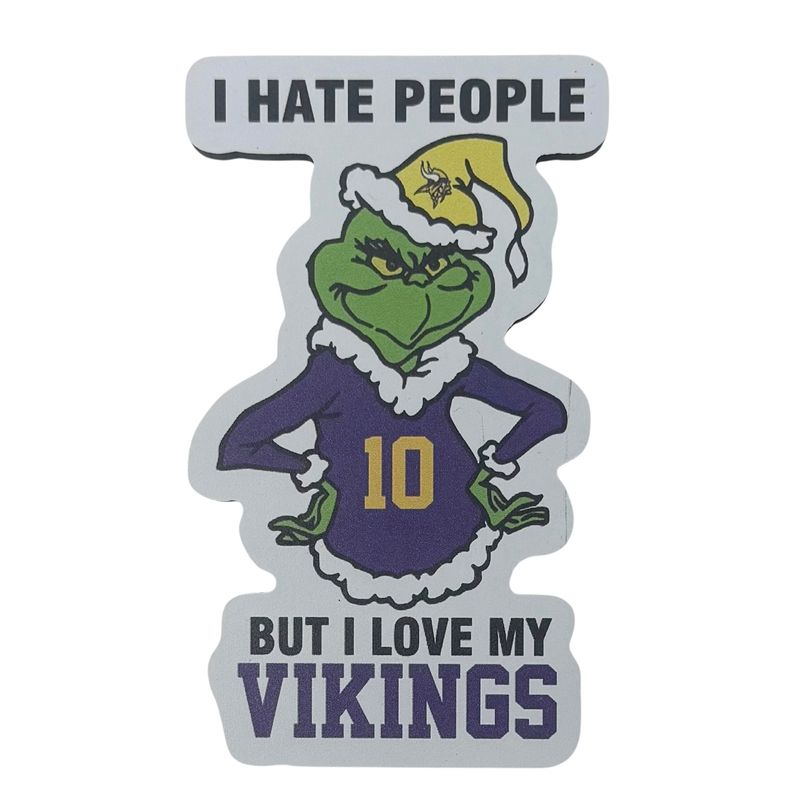 Minnesota Vikings Grinch Christmas Sports Hate People Love Team Magnet
