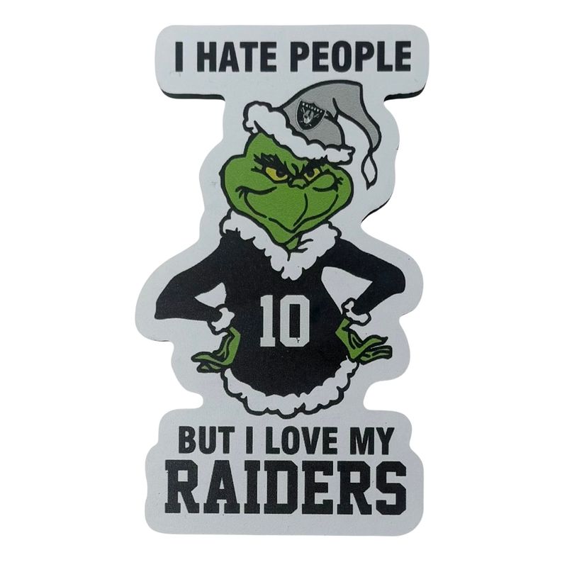 Las Vegas Raiders Grinch Christmas Sports Hate People Love Team Magnet