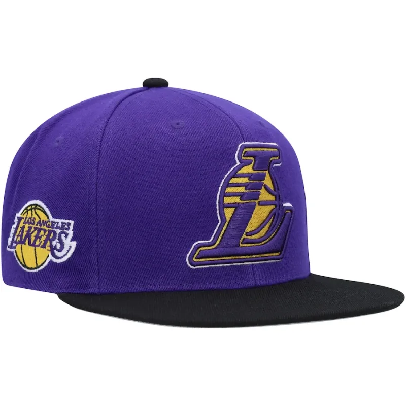 Los Angeles Lakers Men’s Mitchell & Ness NBA Side Core 2.0 Snapback Hat
