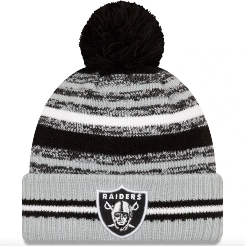 Las Vegas Raiders Men’s New Era NFL Sport Pom Cuffed Knit Hat Las Vegas Raiders Men’s New Era NFL Sport Pom Cuffed Knit Hat